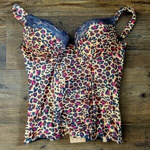 Y2K Rue 21 Tarea Push-Up Bra 36B – Pink Leopard Coquette Glam Grunge